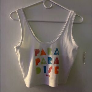 Roxy White Tank Top with Graphic Design size large NWT